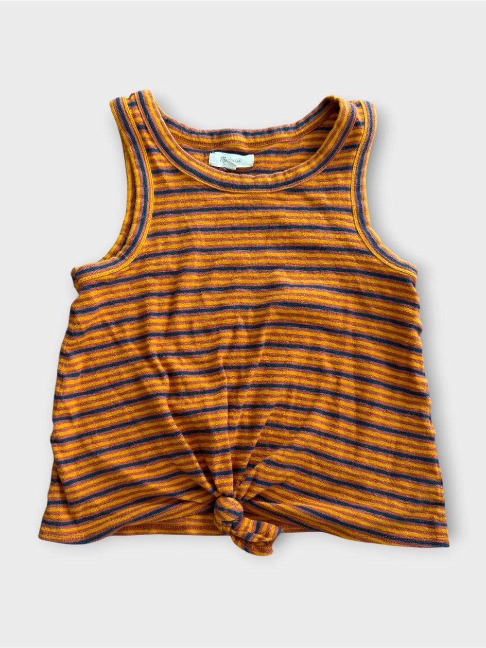 GUC Madewell Audio Knot-Front Tank Top in Orange & Navy | XS